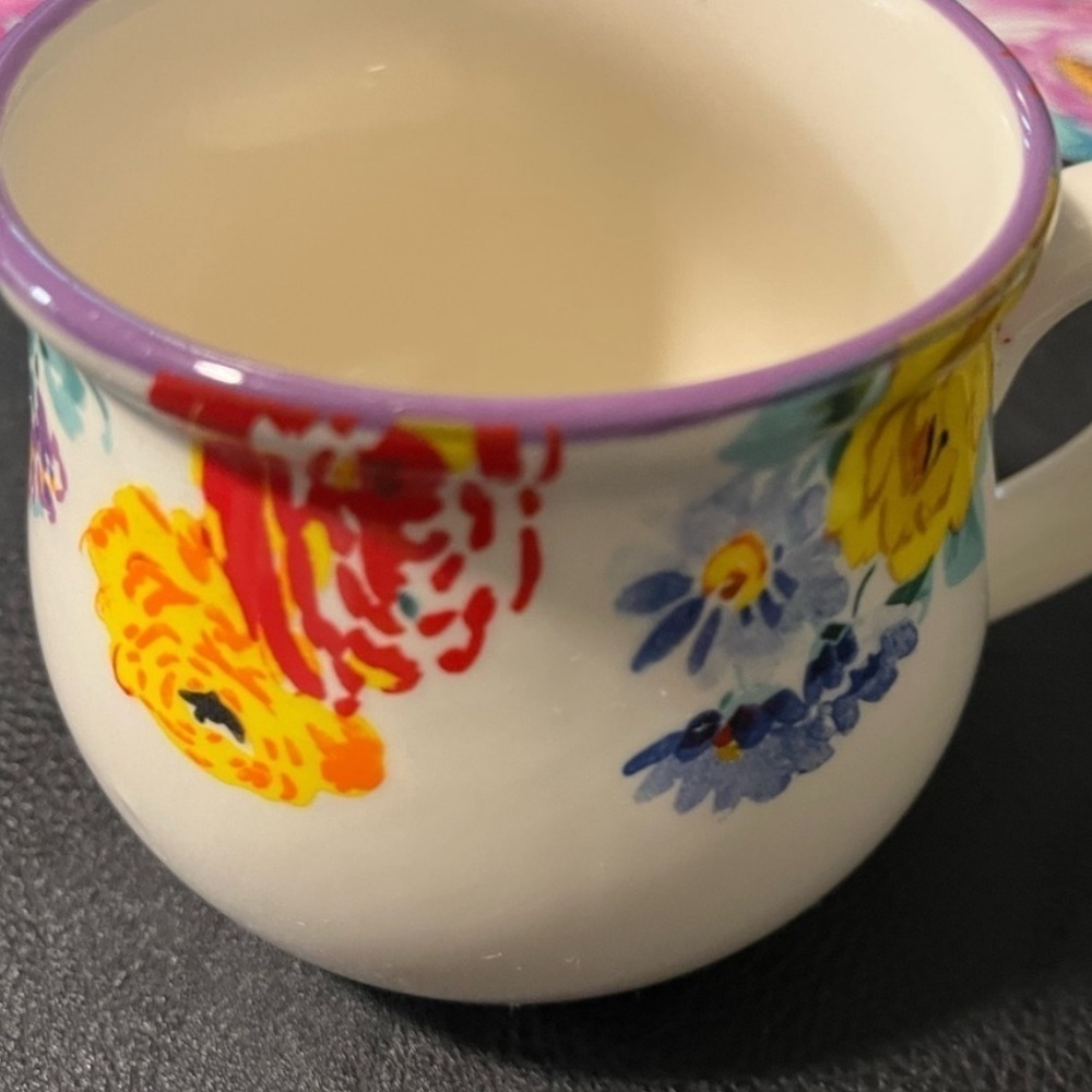 The Pioneer Woman QVC Purple and White Floral Garden Meadow Pot Belly Mug